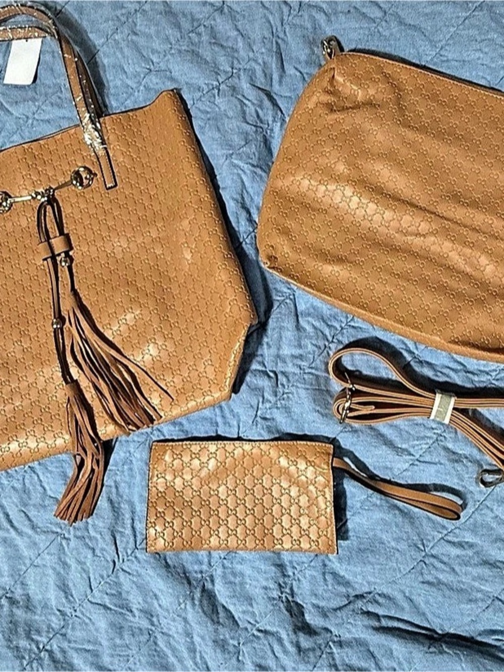 3 piece Brown Tote Bag Set New with tag